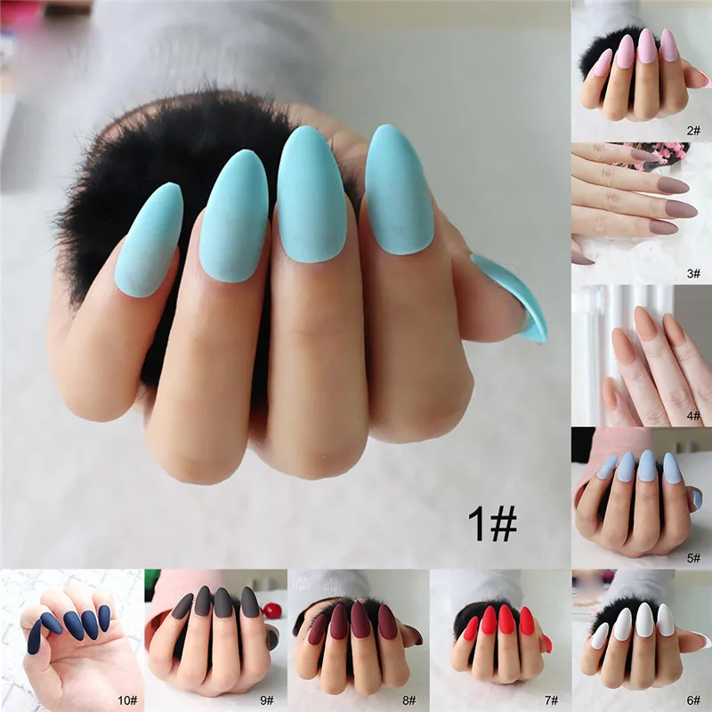 Накладные ногти с клеем 24 шт. накладные для французского маникюра в форме капли