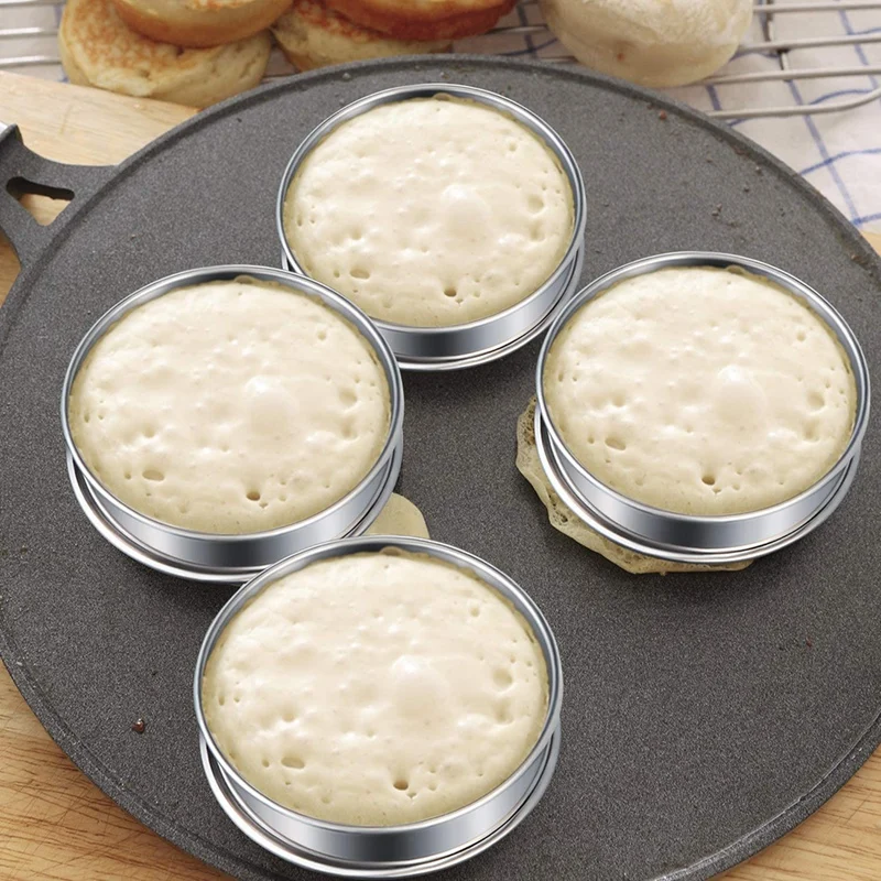 10 шт. двойной прокатки пирог кольца Нержавеющая сталь Muffin Crumpet Круглый торт для