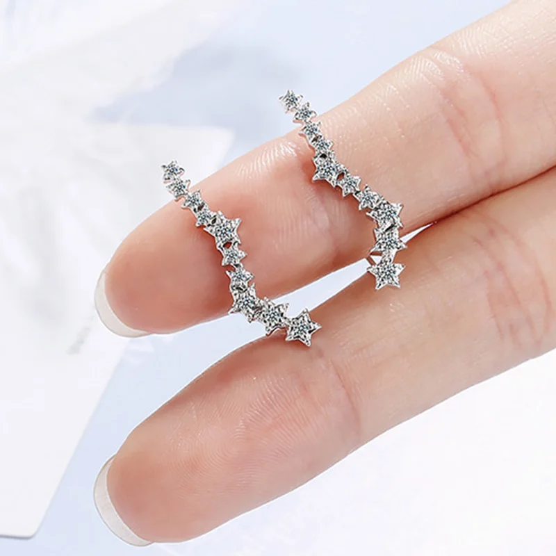 Женские серьги гвоздики из серебра 925 пробы с кристаллами|Серьги-гвоздики| |