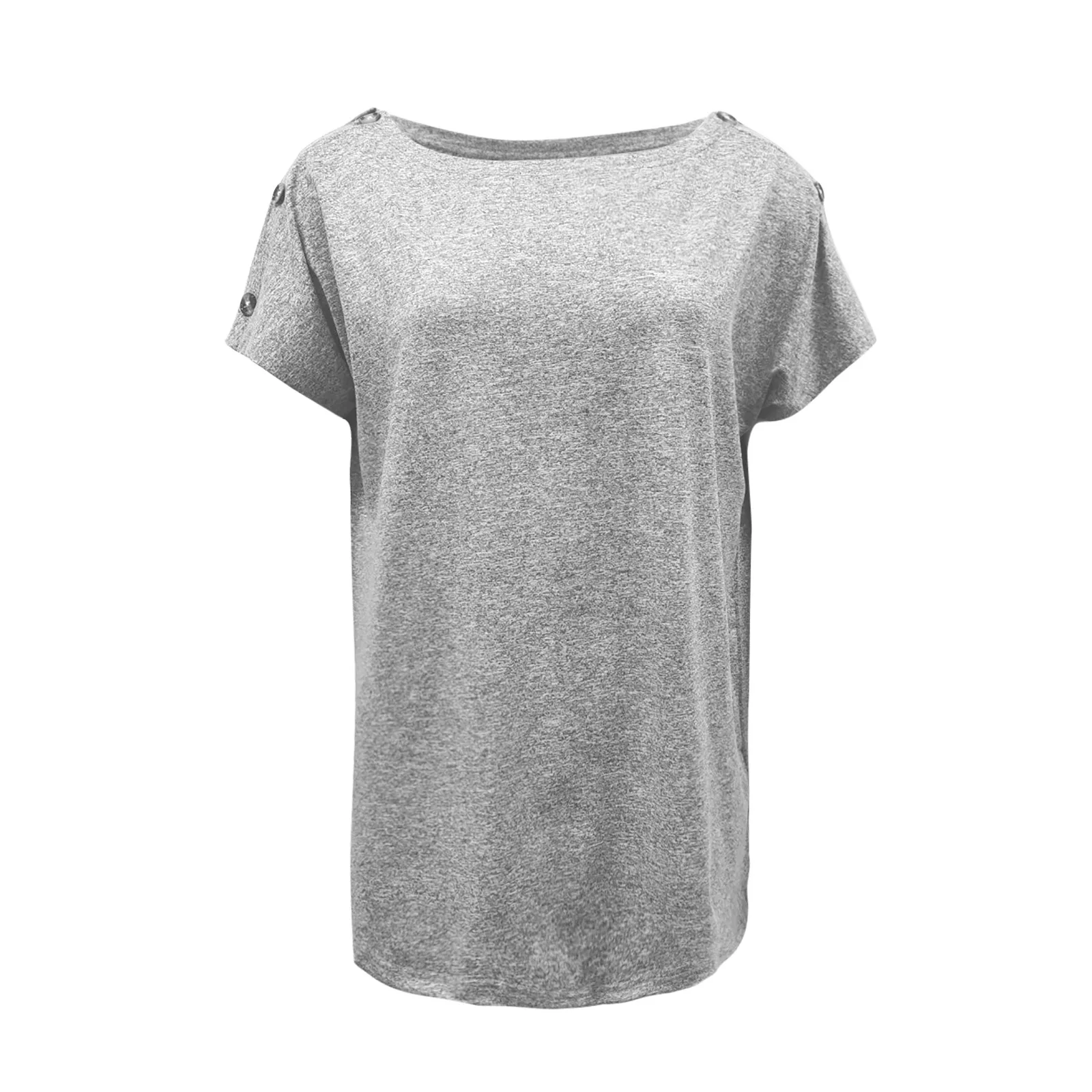

Fashion T-shirts Womens Solid Color Tops Button Short Sleeve T-shirts