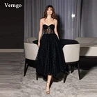 Черное Тюлевое вечернее платье в горошек Verngo, модель 2021 года, женское платье средней длины ниже колена для официальной вечеринки