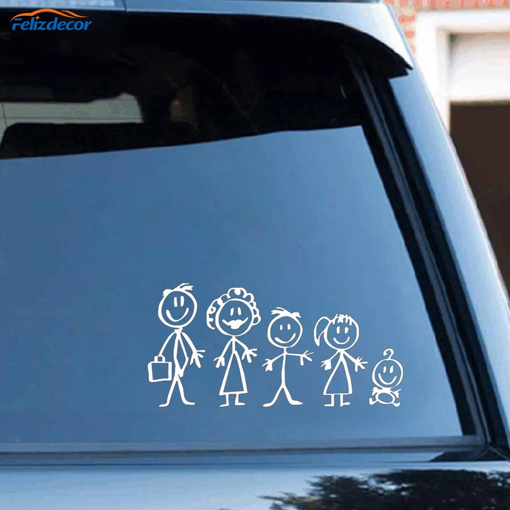 

Black/Silver Car Styling Auto Stickers Cartoon Funny Happy Family Auto Decal Cartoon Car Accessory Decal Vinyl for Cars C340