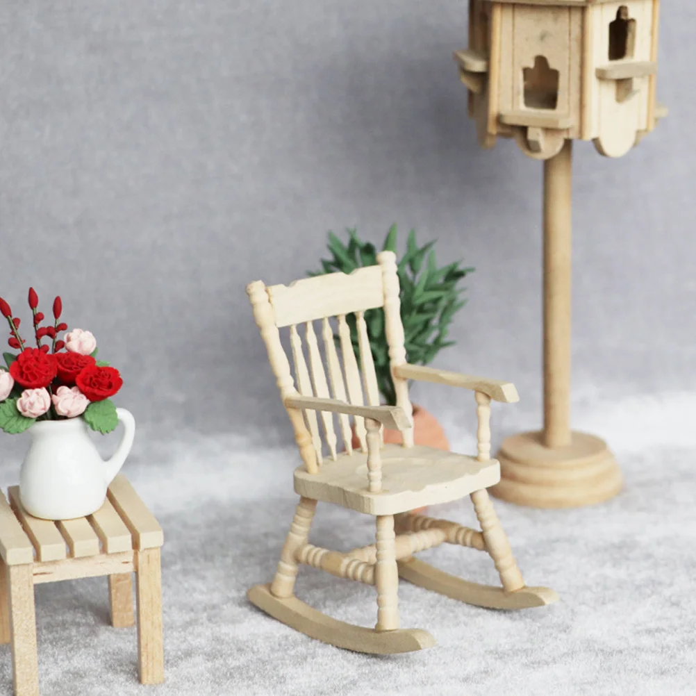 

1pc Rocking Chair Toys Chair Figurines Mini House Accessories Furniture Ornament