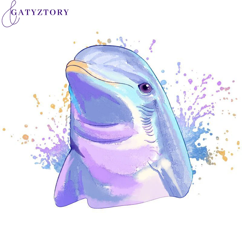 

GATYZTORY Раскраска по номерам для детей, животные, сделай сам 60x7 5 см Раскраска по номерам на холсте, дельфин без рамки, домашний декор