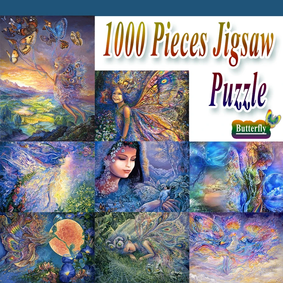 

Wooden Jigsaw Puzzle Educational Toy of Dream Healing Natural Butterfly Fairy Painting DIY Personal Customized Puzzle