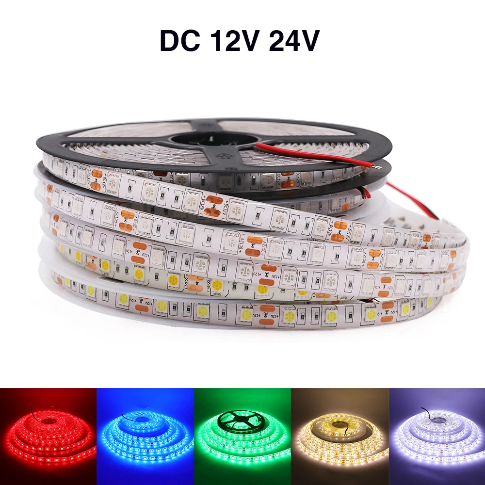 5050 Светодиодная лента 12 в 24 В постоянного тока RGB RGBW RGBCCT белый/теплый белый IP21 IP65 IP67 60 светодиодов/м гибкая лента светильник Па