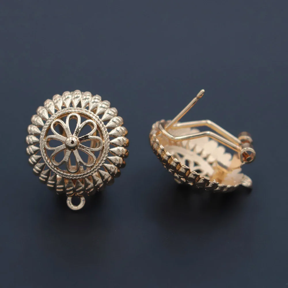 Металлические серьги с соединителем филигранные круглые подвески основа