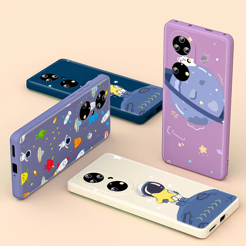 

Liquid Silicone Soft Cover Too fast space astronaut For Huawei P Smart Z 2021 P50 P30 P20 Pro Plus P40 Lite E 2019 Phone Case