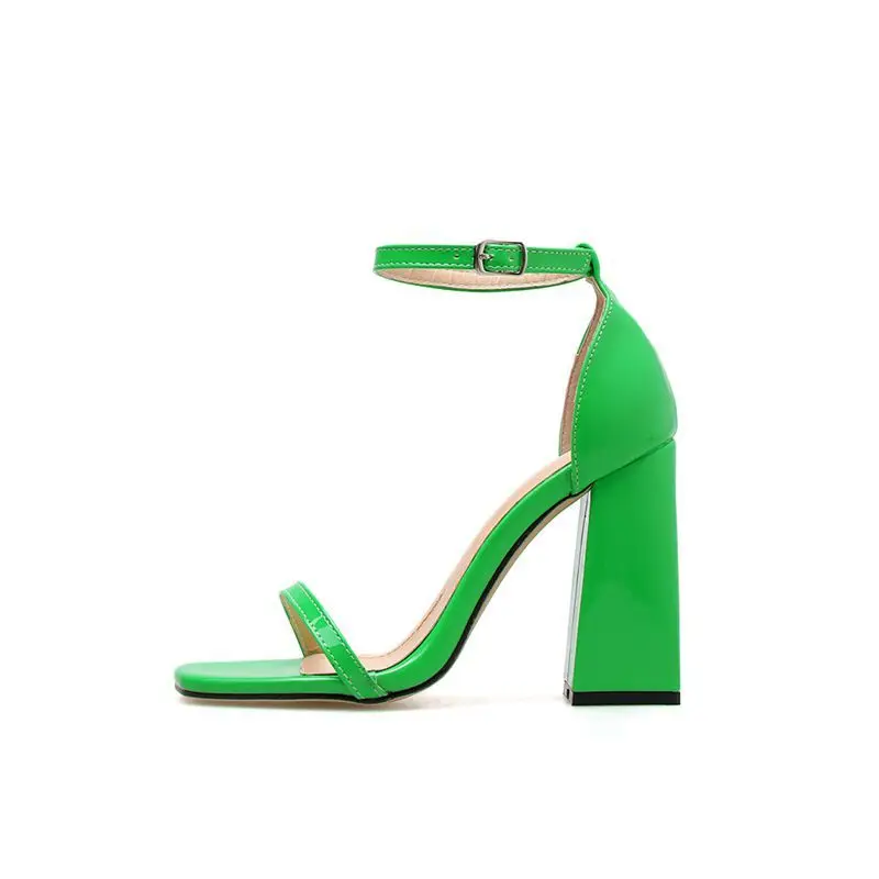 

Women's sandals summer one line with patent leather thick super high heels colors large size 40