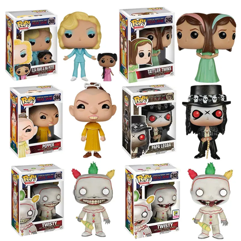 

Disney TV American Horror Story Freak Show Twisty Pepper Tattler Twins Elsa Mars PaPa Legba Vinyl Doll Action Figure Model Toys