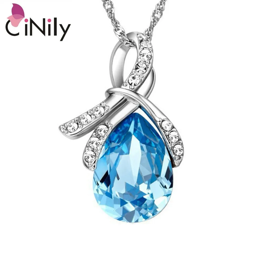 Женские серебряные подвески CiNily Aquamarine Zirconia вечерние ювелирные украшения без