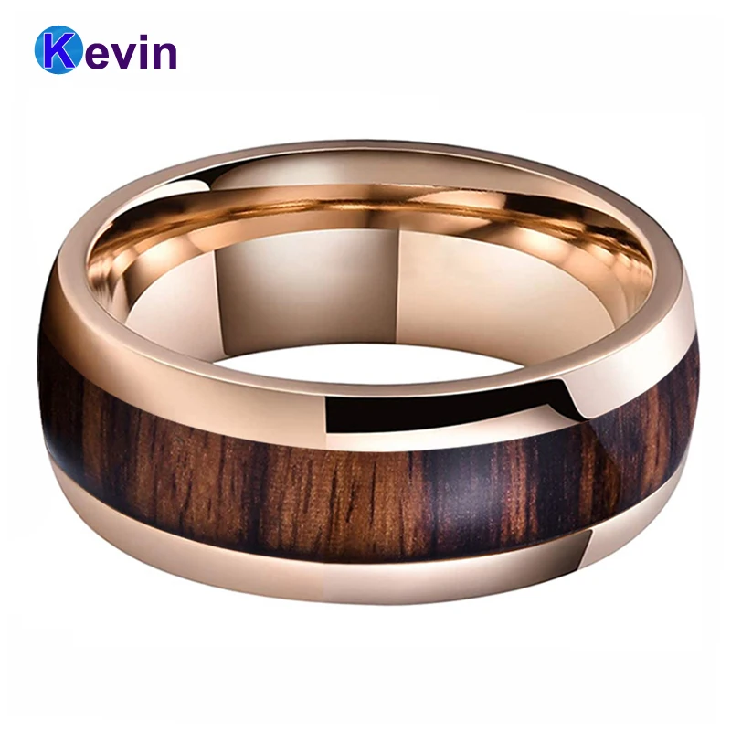 Розовое золото купольная лента Вольфрамовая Свадебная для мужчин женщин с