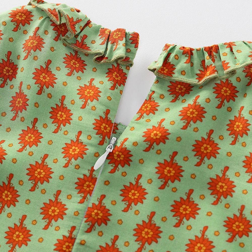 

PopReal Parent-Child Outfit Fashion V-Neck Mother Kids Dress Family Matching Clothes Mother Daughter Outfits Print Flared Sleeve