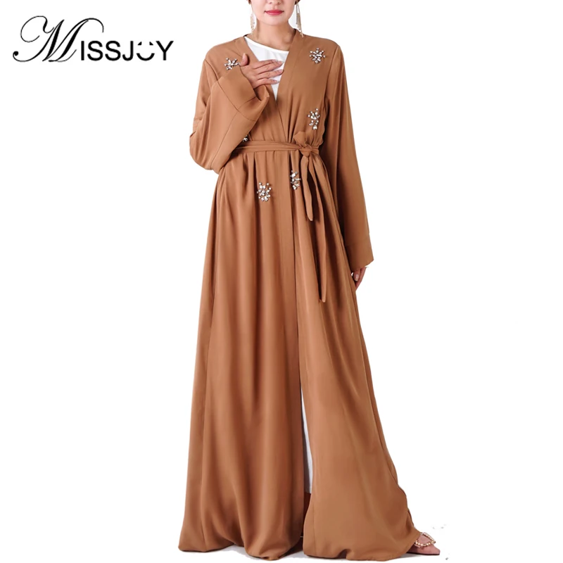 

MISSJOY 2019 Cardigan Turkish Fashion Muslim Dresses Women Kimono Abaya Diamond Kaftan Islamic Clothing Female Robe Casual New