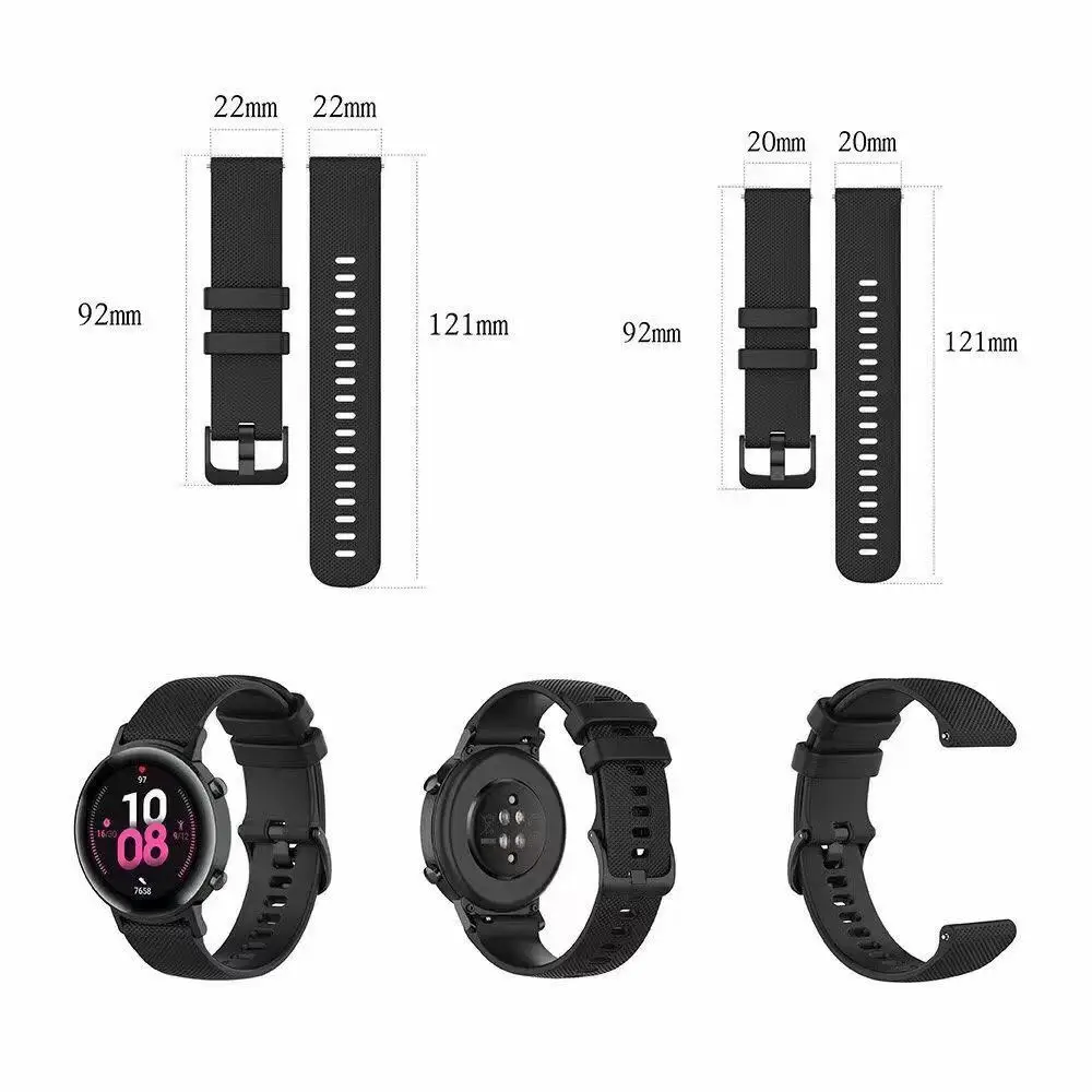 18mm 22mm 20mm Silicone Strap For Samsung Galaxy Watch Gear S2 Active 3 Huawei GT2 Wristband Huami Amazfit bip Bracelet strap