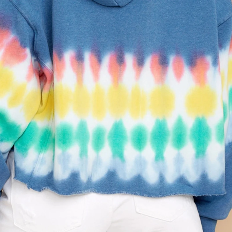 

Women'S Hooded Long-Sleeved Autumn New Tie-Dye Hooded Pullover Blue