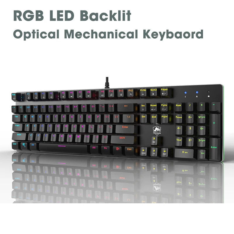 

Механическая проводная USB клавиатура, 104 клавиши, RGB, оптический переключатель
