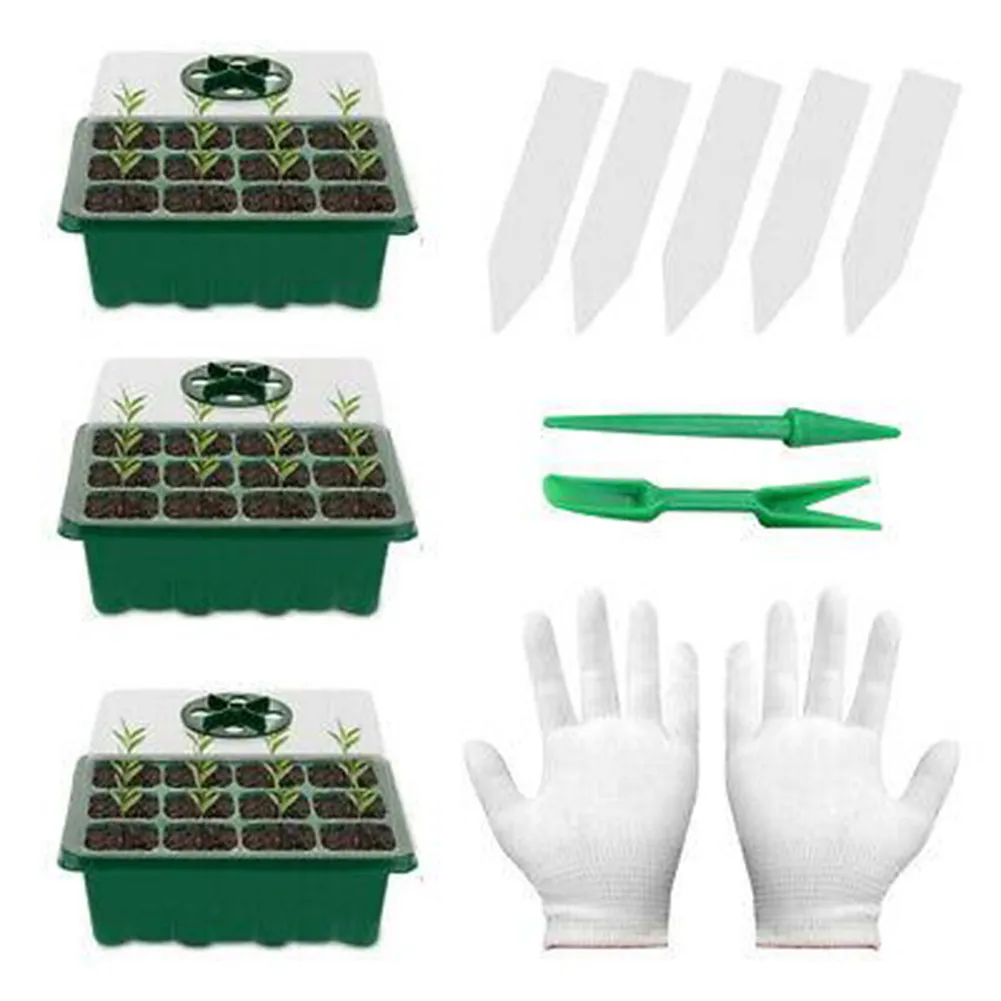 

Starter Nursery Pot Tools With Labels 12 Cell Full Size Gloves Growing