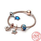 Великолепный браслет из стерлингового серебра 925 пробы из розового золота, женский браслет с маргариткой из циркония, подвеска с ромашками, эмалированное Gift