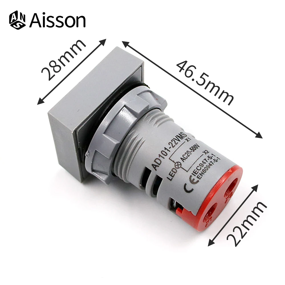 1 шт. 22 мм вольтметр светодиодный цифровой Напряжение метр AC12 500V квадратный