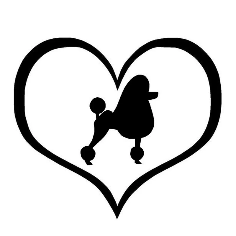 

11*9.5CM POODLE DOG Love Fun Cartoon Decals Car Stickers Car Styling Accessories Black/Silver C2-0190