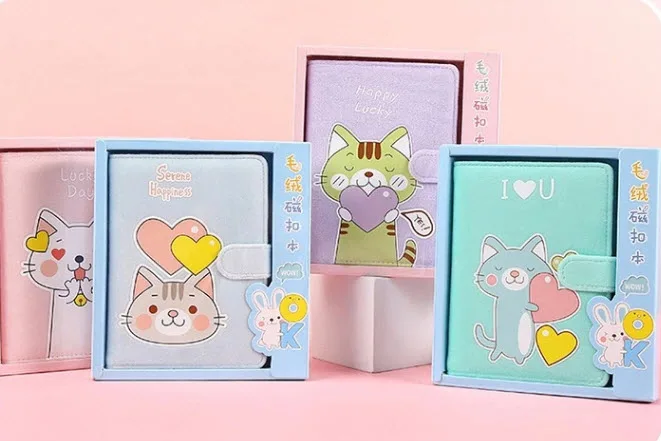 

Cartoon Lucky Cat Notebook Office Stationery Students Diary Book Portable Journal Planner DIY Diary Notepad Plushed Cover