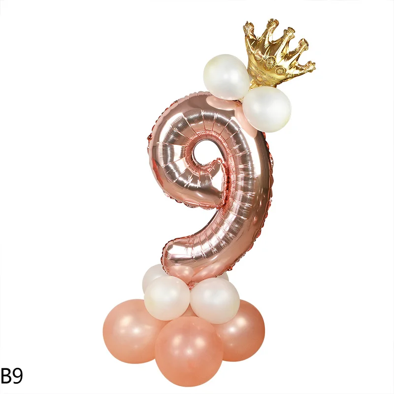 1 комплект из розового золота серии 32 дюймов номер Crown шар Фольга воздушных шаров из латекса одежда для свадьбы, дня рождения Декор Globos год Рождественский орнамент