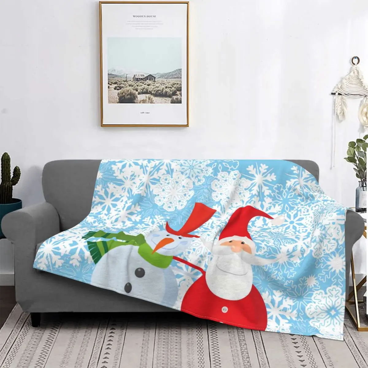 

2022 Christmas Santa Blanket New Year Printed Stitch Super Soft Portable Flannel Throw Blankets For Home Thin
