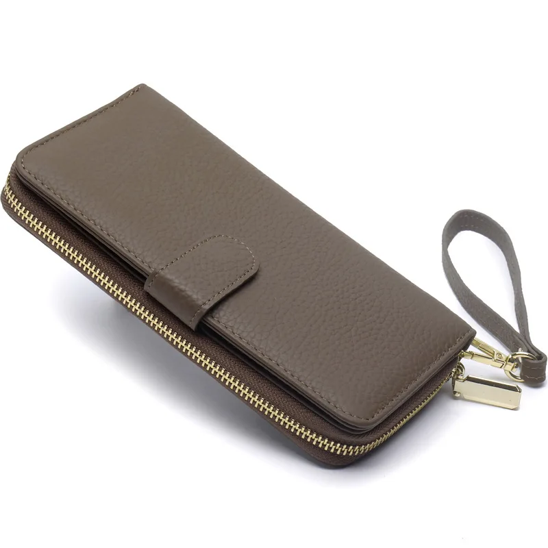 

WR 100% Genuine Leather Large-capacity Women's Wallet Ladies Retro Coin Purse Long Clutch Fashionable Mobile Phone Bag