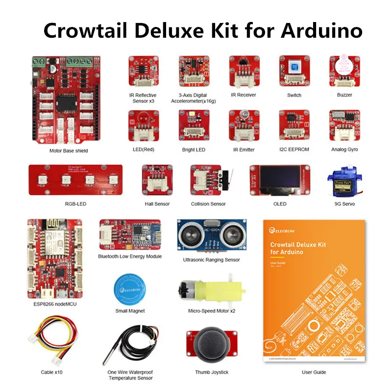 Elecrow Updated Crowtail Deluxe Kit for Arduino DIY Programable Education Learning Kit With 20 Projects for Educational Gifts