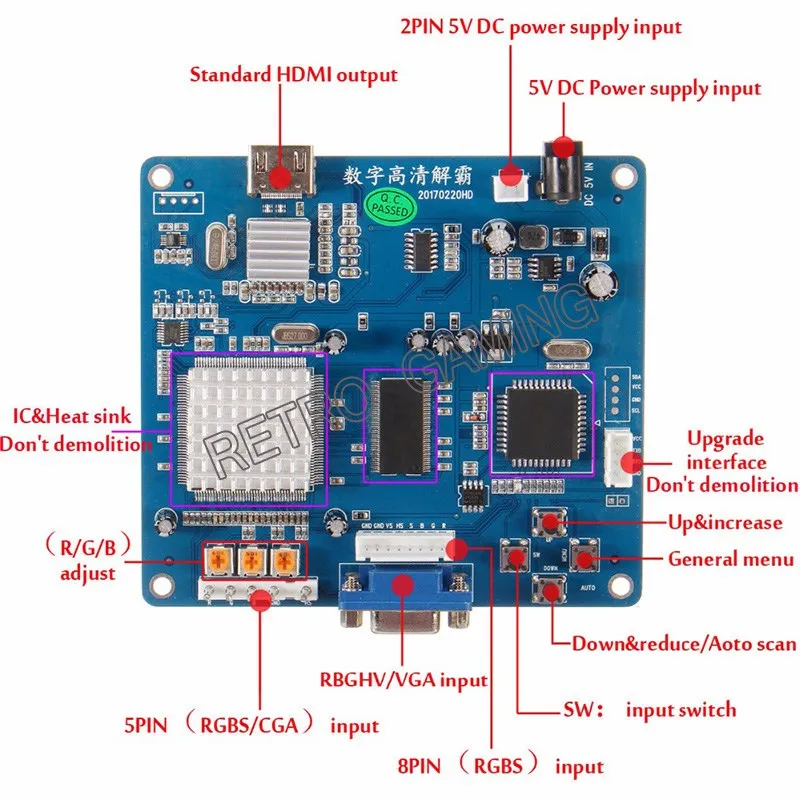 Новое поступление CGA к HDMI Конвертор RGBS / EGA конверсионная плата PCB для HD монитора