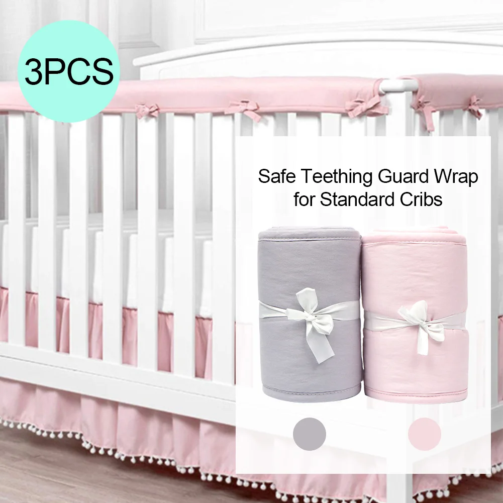 3Piece Crib Rail Cover Protector Baby Set Safe Teething Guard Wrap For Standard Cribs Side And Front R | Мать и ребенок