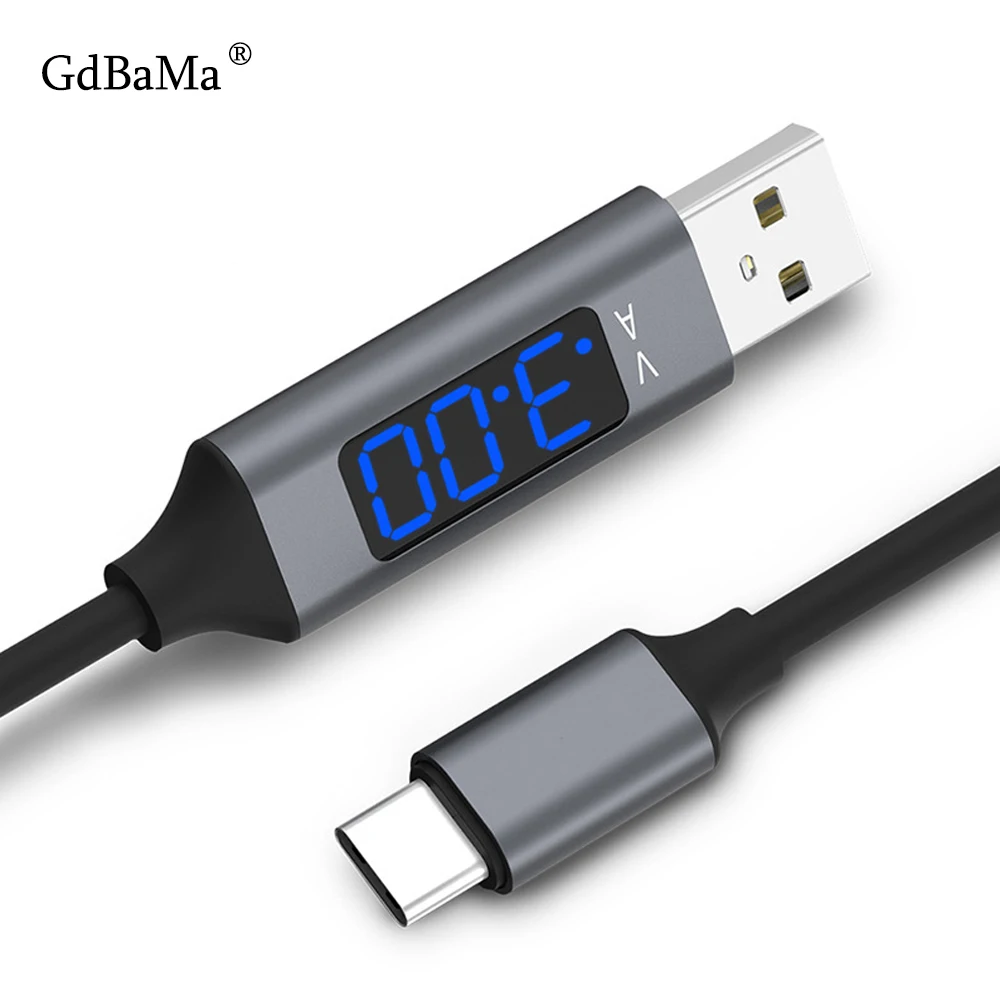 

D-Line2 Fast Charging USB 3.0 USB Type C Cable Voltage and Current Display Data Sync USB-C Cable for Xiaomi A1 Samsung S9 Huawei