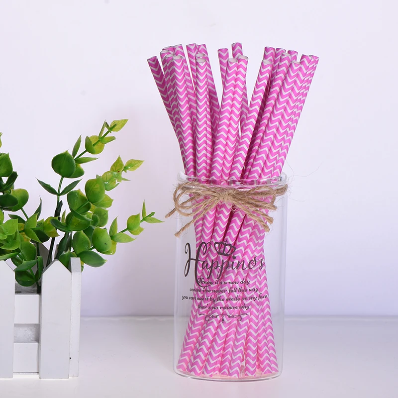 wave rose 25 шт./лот Горячая Мода Розовая клубника ананас арбуз бумага соломинки для детей принадлежности для дня рождения свадьбы трубочки для питья на вечеринке - Цвет: wave rose