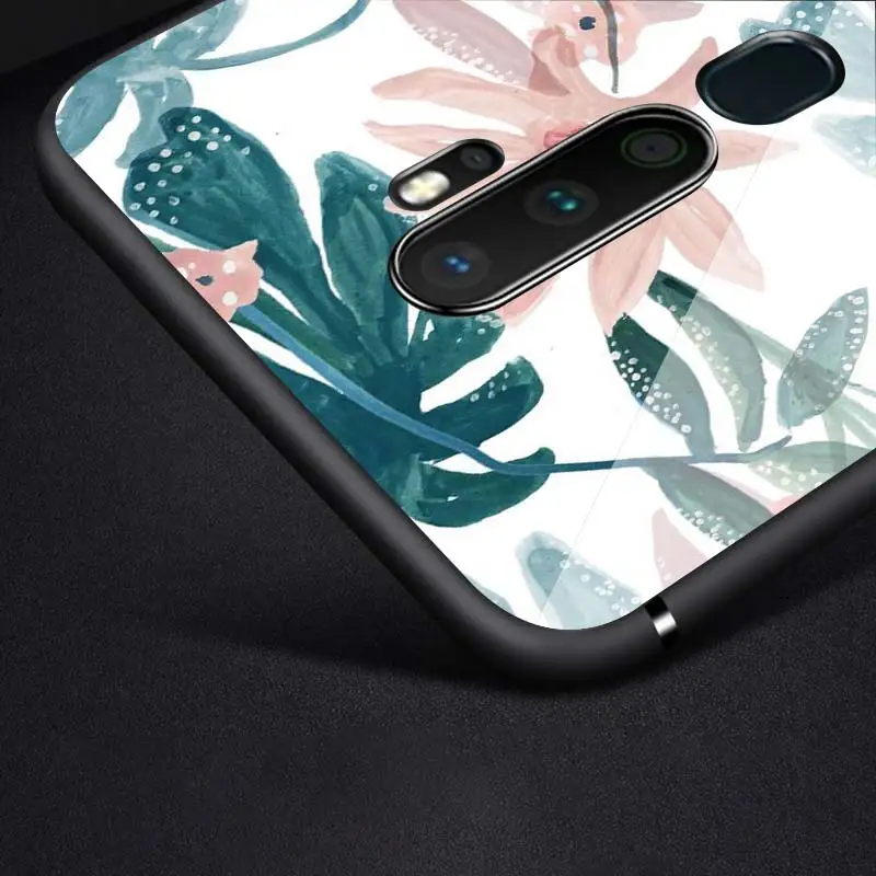 

Banana Leaves Vintage for OPPO Reno 2 Z 2Z 2F 3 4 Pro 5G F7 A5 A9 2020 Super Bright Black Phone Case Soft Cover Shell