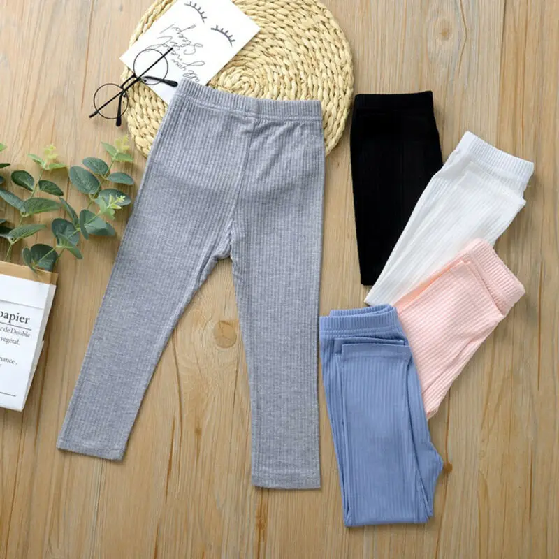 Детские леггинсы для девочек однотонные повседневные длинные хлопковые с