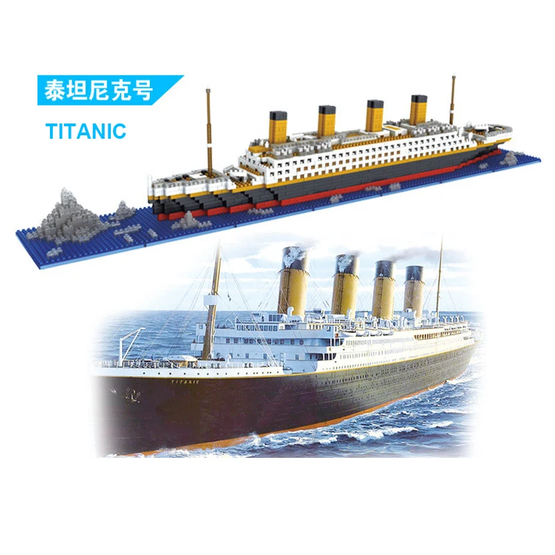 

Titanic Cruise Ship Model Boat DIY Assemble Building Diamond Blocks Model Classical Brick Toys Gift for Children 1860 pcs