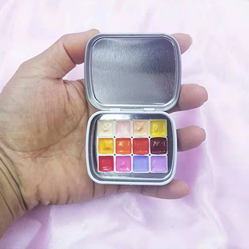 Однотонный пигментный акварельный мини-костюм 12 цветов цвет кожи конфеты