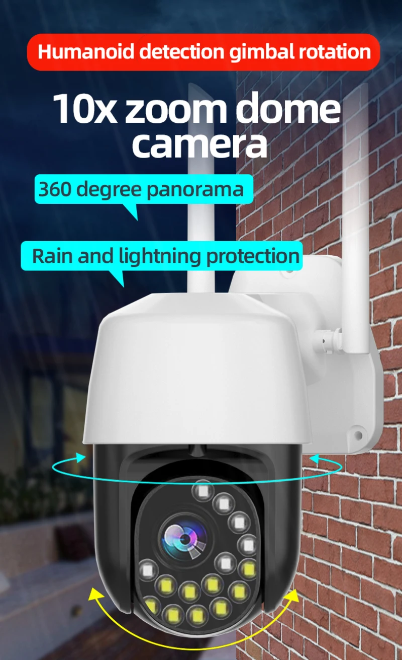 

360° Video WIFI Camera Outdoor PTZ IP Camera 1080P Wireless Speed Dome CCTV Security Cameras 1080P IR Home Outdoor Surveilance