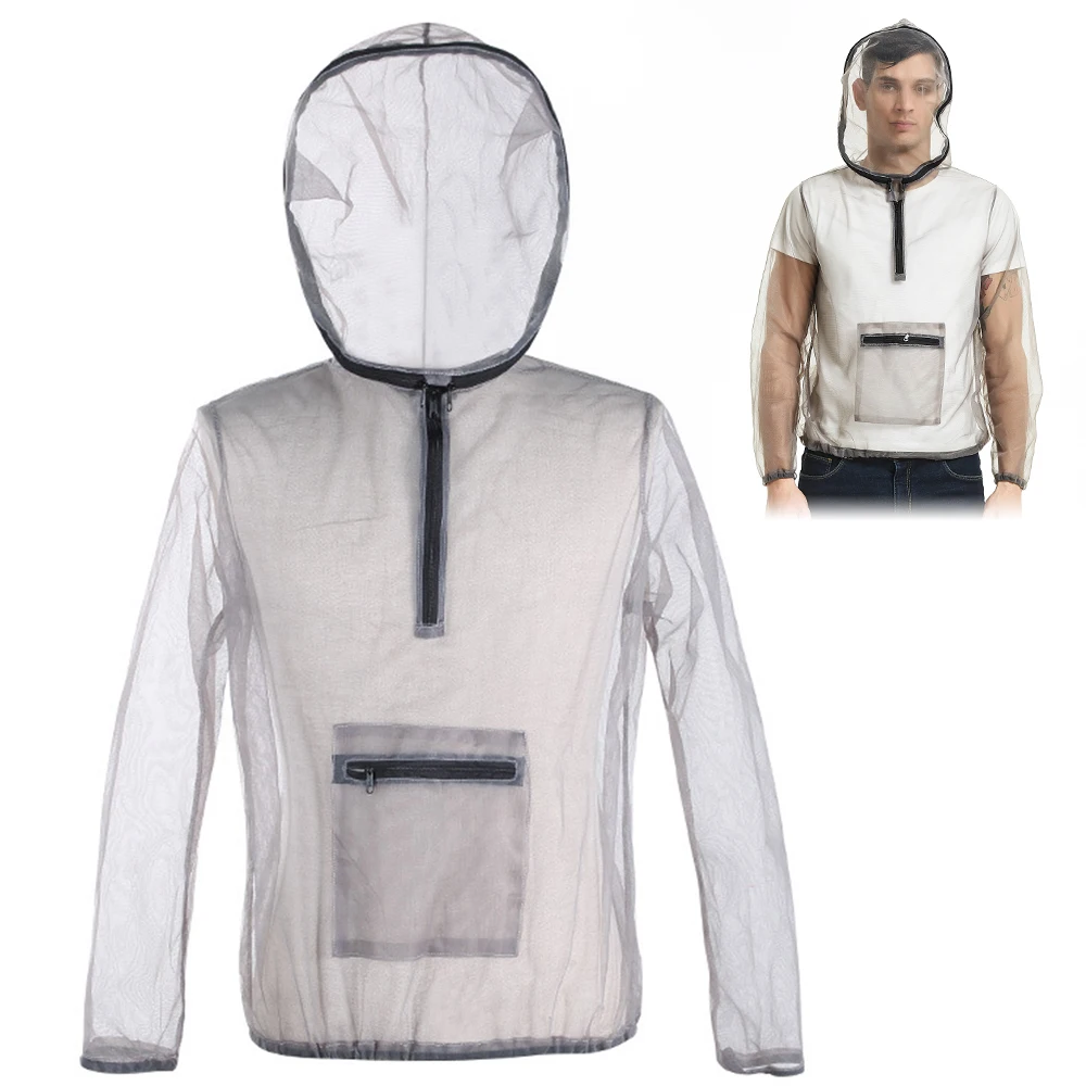 Уличная Ультралегкая сетчатая куртка с капюшоном сетка для защиты от комаров