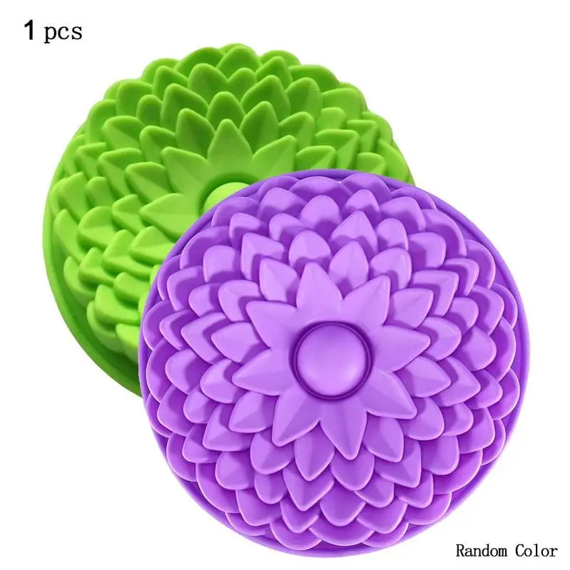 

1Pcs Round Sunflower Silicone Birthday Cake Baking 22.5x4.5cm Loaf Pizza Mold Silicone Tray Bread Cake Toast Handmade Pan E2Y3