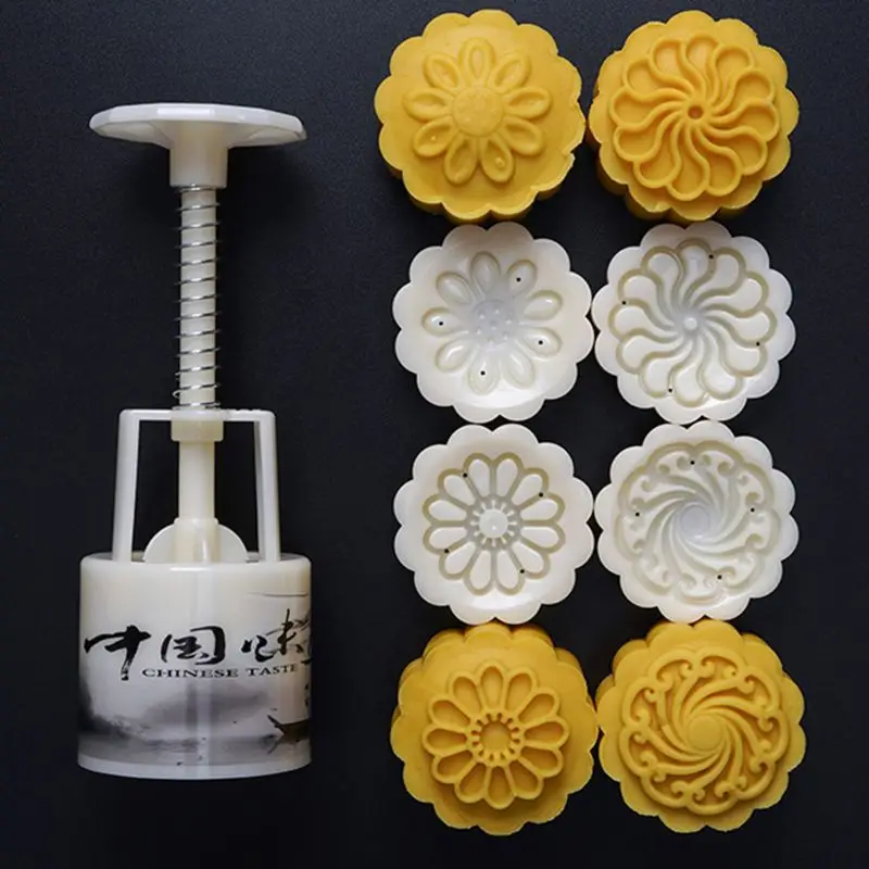 

50 г Лунная форма для торта 4 шт штампы баррель Mooncake ручное давление Кондитерская форма DIY посуда для выпечки