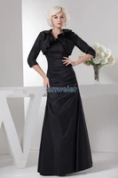 free shipping 2016 new design hot high neck long sleeve brides maid dress with jacket custom black mother of the bride dresses