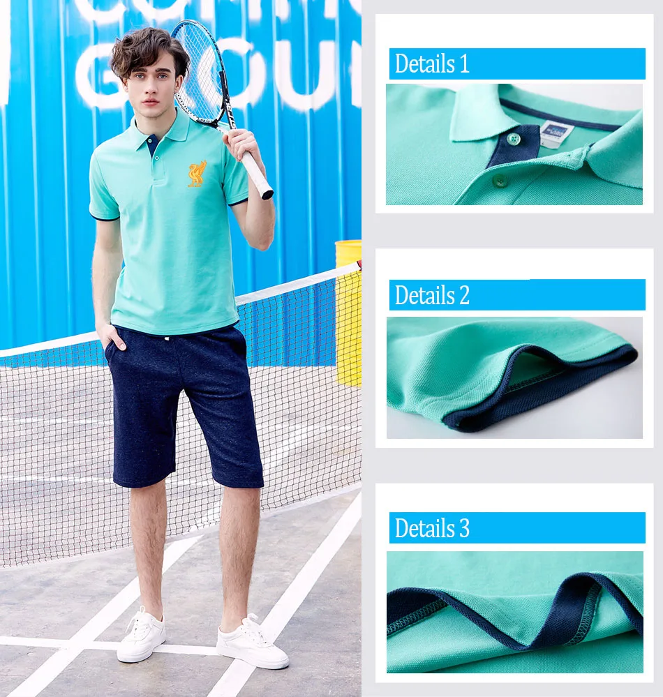 Мужские рубашки поло с принтом Ливерпуль короткий рукав отложной воротник для