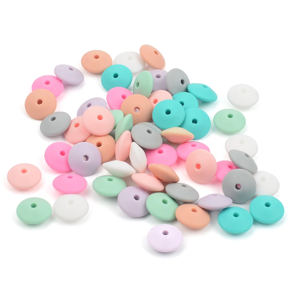 15MM 30pcs/lot Silicone lentil Beads Silicone BPA Free DIY Charms Newborn Nursing Accessory Teething Necklace Teething Toy