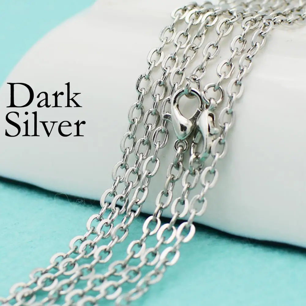 100 шт-24 дюймов Цепь ожерелье Античная Посеребренная цепочка Ожерелье 24-дюймовая 24