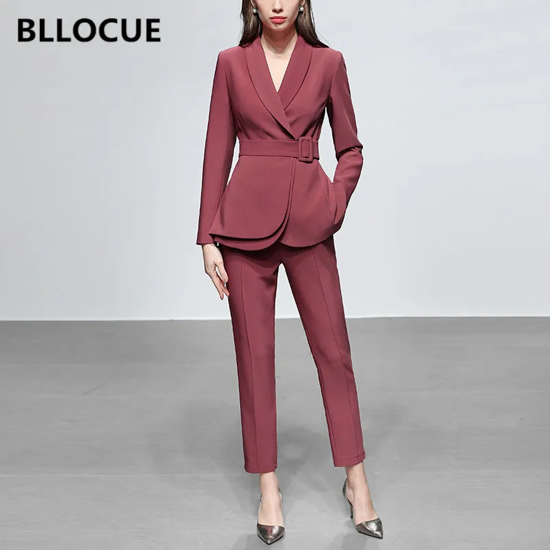 Женский офисный костюм BLLOCUE из двух предметов женский с длинным рукавом и брюками