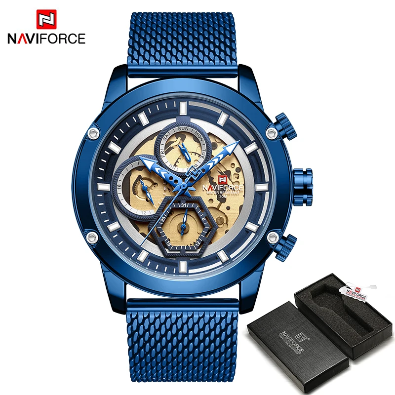BEBE BOX NAVIFORCE брендовые Роскошные Мужские Аналоговые кварцевые наручные часы мужские модные спортивные часы с хронографом мужские часы Relogio Masculino - Цвет: BEBE BOX