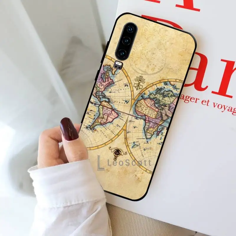

World Map Travel Phone Case For Huawei Y5 Y6 II Y7 Y9 PRIME 2018 2019 NOVA3E P20 PRO P10 Honor 10