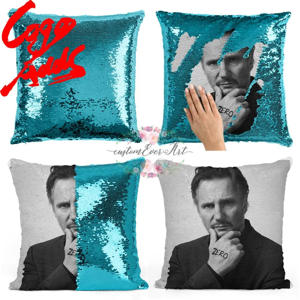 Лиам несон подушка с блестками | Наволочка Двухцветная Подарок для нее Него